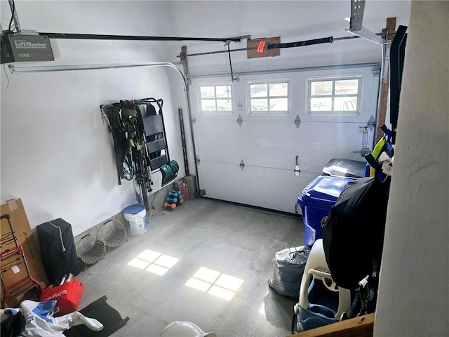 garage with a garage door opener