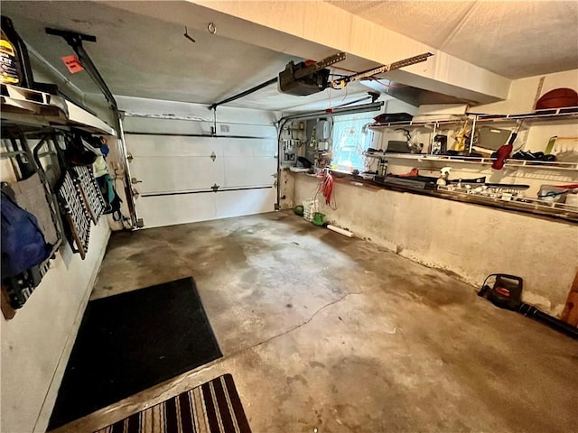 garage with a garage door opener