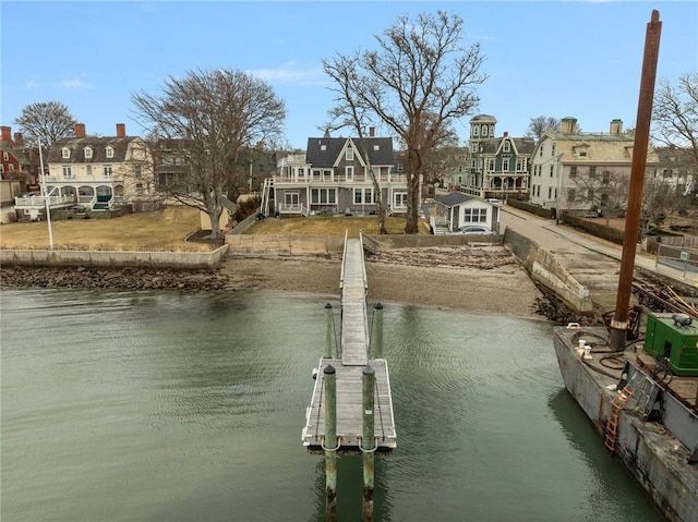 view of dock featuring a water view