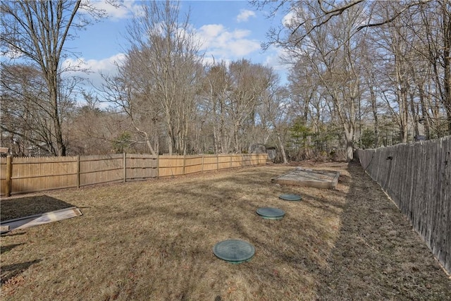 view of yard featuring a fenced backyard