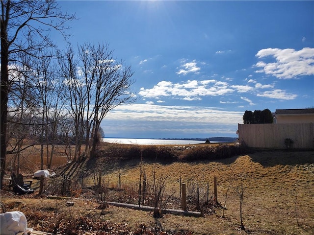 water view featuring fence