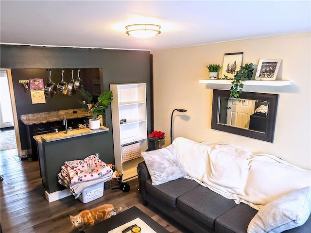 living room with dark wood-style floors