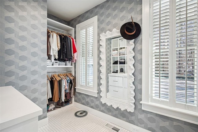 spacious closet with visible vents