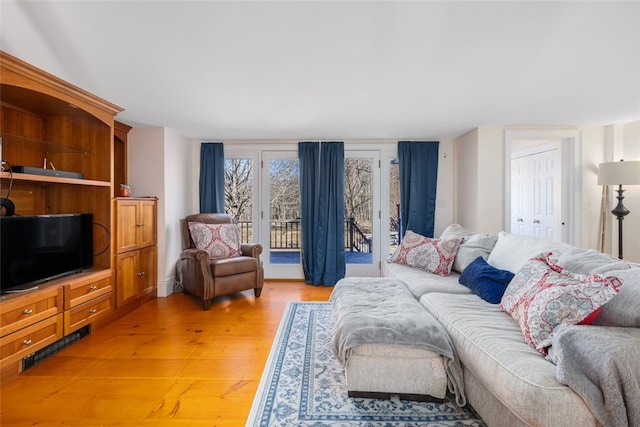 living room with light wood-type flooring