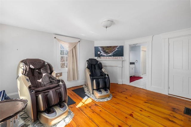 living area with wood finished floors