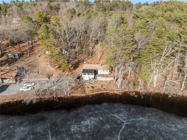 aerial view with a wooded view