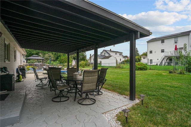 view of patio featuring outdoor dining area and a fenced backyard