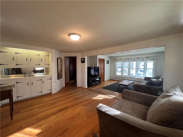 living area with light wood finished floors