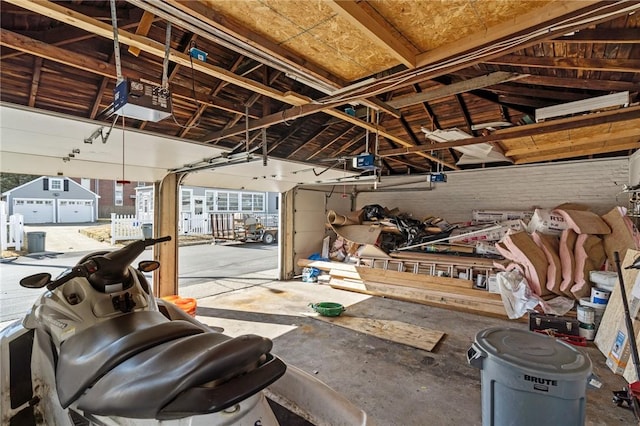 garage with a garage door opener