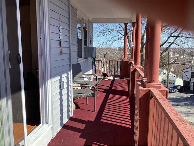 wooden deck with covered porch