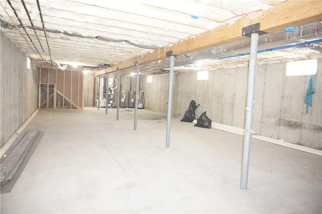 view of unfinished basement