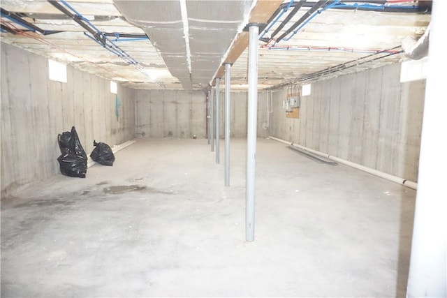 view of unfinished basement