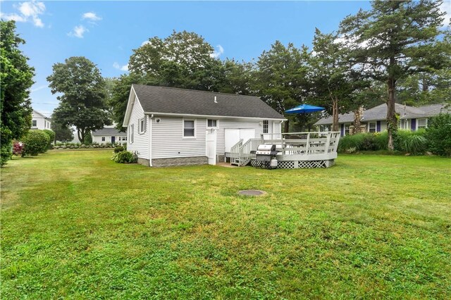 86 Winnapaug Rd, Westerly, RI 02891 - rear view of house featuring a deck and a lawn