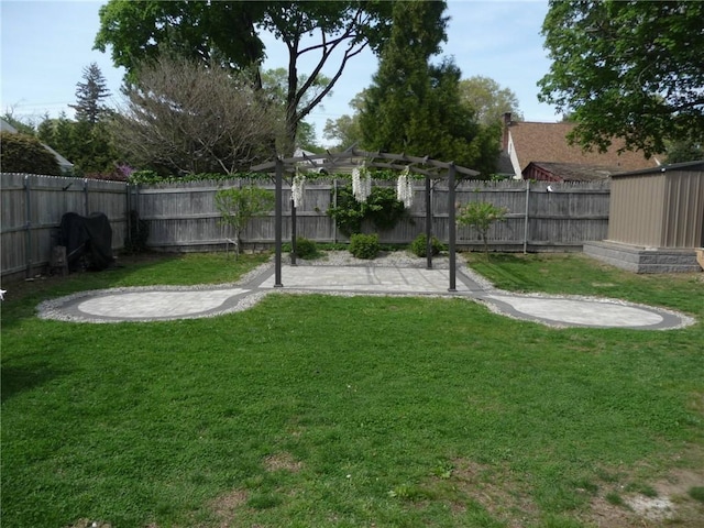22 Kendall Ln, Warwick, RI 02888 - view of yard featuring a pergola, a fenced backyard, and a patio area