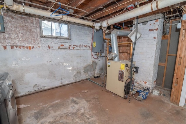 basement with water heater