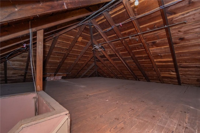 view of unfinished attic