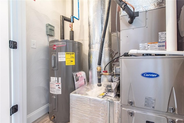 utilities with heating unit and electric water heater