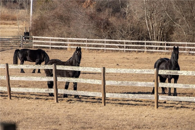 exterior space featuring a rural view and fence