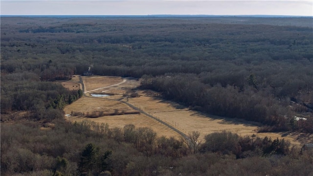 aerial view with a wooded view