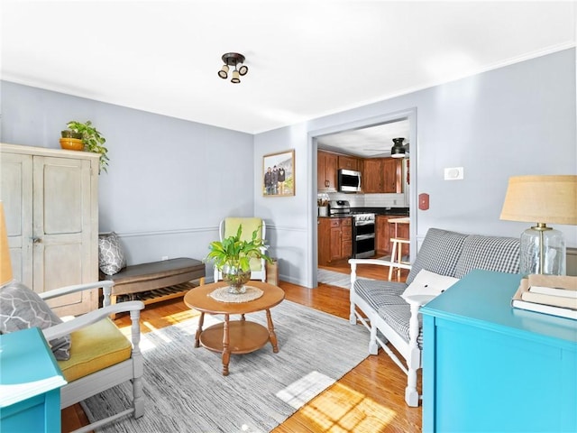 living area with light wood-style flooring