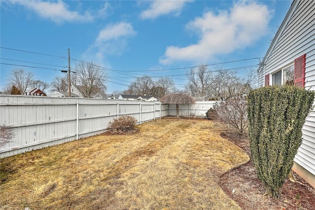 view of yard featuring a fenced backyard