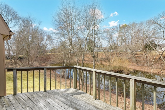 deck with a water view