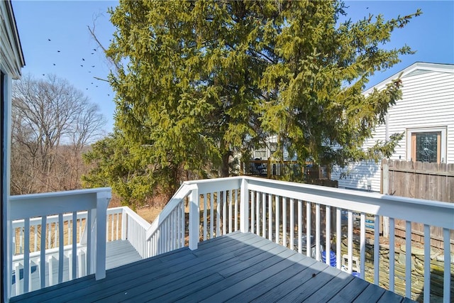 wooden deck featuring fence