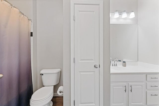 bathroom with toilet and vanity