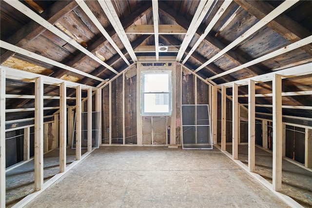 view of unfinished attic