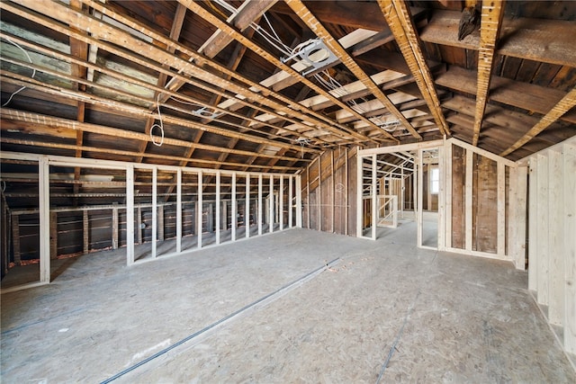 view of unfinished attic