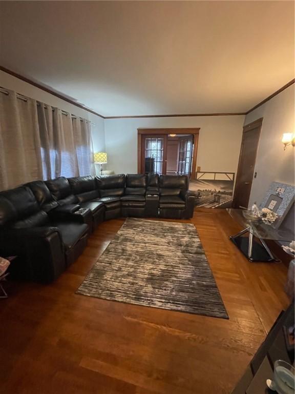 51 Oakland Ave, Cranston, RI 02910 - living room with crown molding and wood finished floors