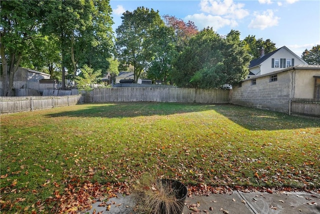 view of yard featuring a fenced backyard