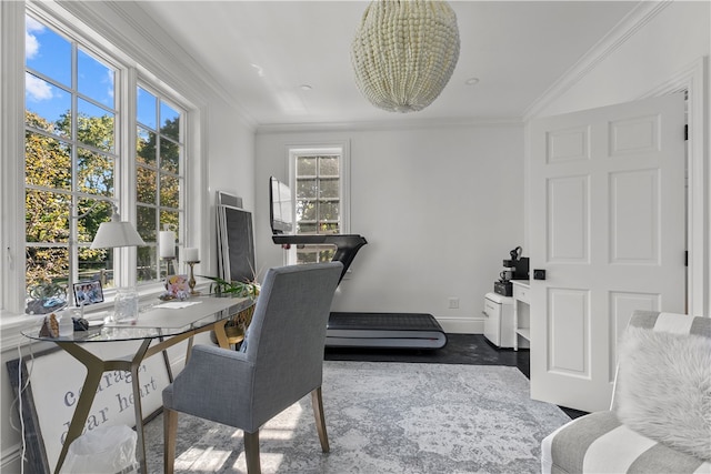 50 Kenyon Ave, East Greenwich, RI 02818 - office featuring baseboards, wood finished floors, and crown molding