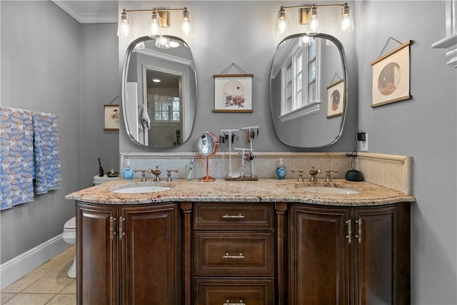 50 Kenyon Ave, East Greenwich, RI 02818 - full bathroom with tile patterned floors, a sink, and double vanity