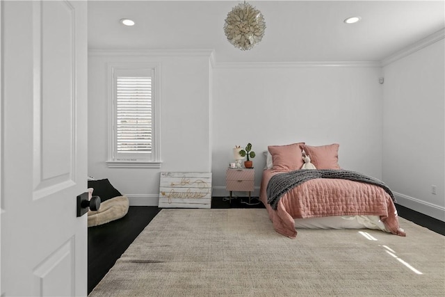 50 Kenyon Ave, East Greenwich, RI 02818 - bedroom featuring baseboards, recessed lighting, wood finished floors, and ornamental molding