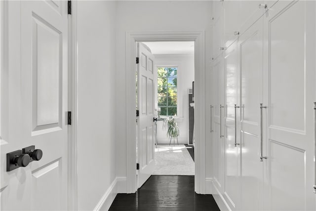 50 Kenyon Ave, East Greenwich, RI 02818 - hallway with dark wood-style floors
