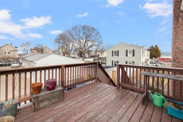 deck with a residential view