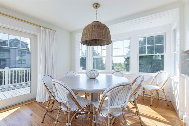 dining room featuring light wood finished floors