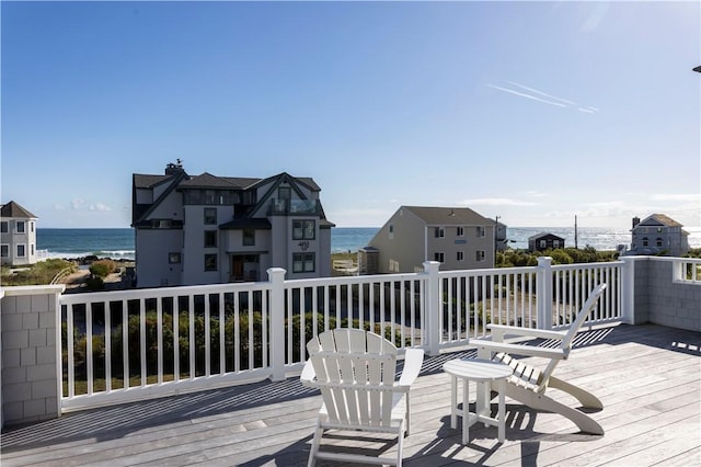 deck with a water view