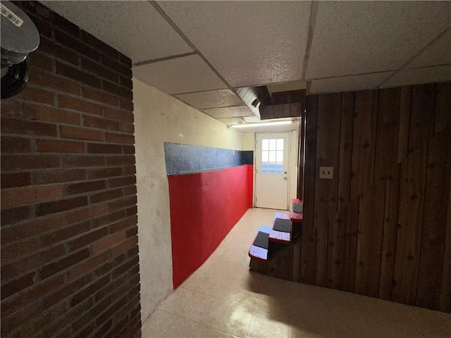 25 N Union St, Lincoln, RI 02865 - corridor with a paneled ceiling and wood walls