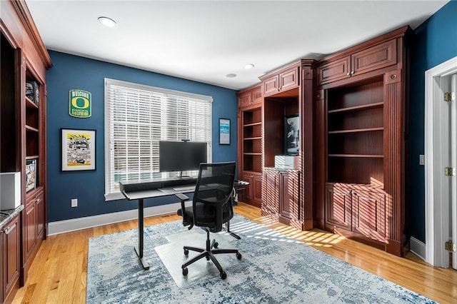 30 Lenihan Ln, East Greenwich, RI 02818 - home office with light wood-style floors, baseboards, and recessed lighting