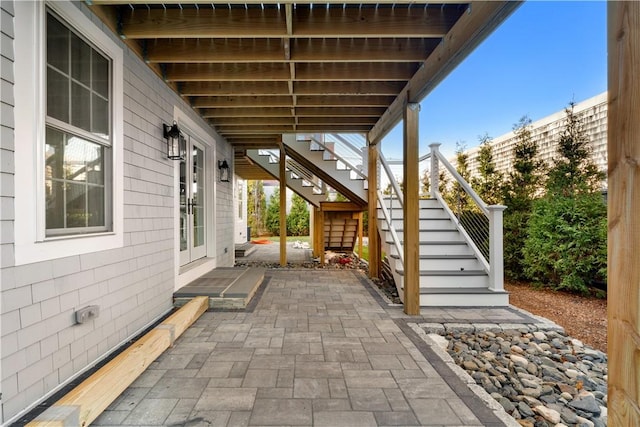 view of patio / terrace with stairway