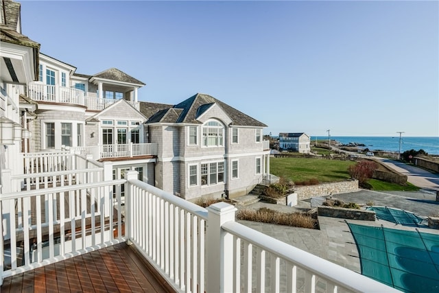 balcony with a water view