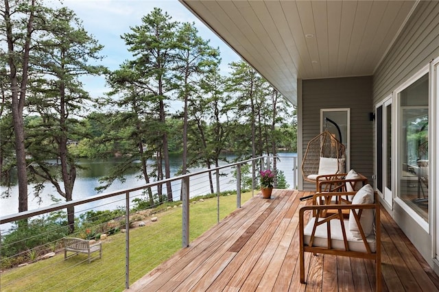 21 Fairview Ave, Hopkinton, RI 02832 - wooden deck with a water view and a lawn