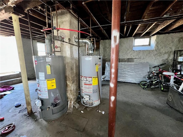 utility room featuring water heater