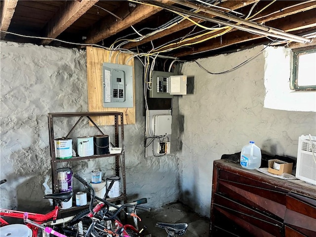below grade area with electric panel