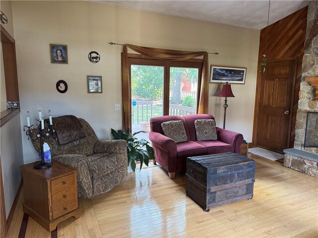 living room featuring light wood-style flooring