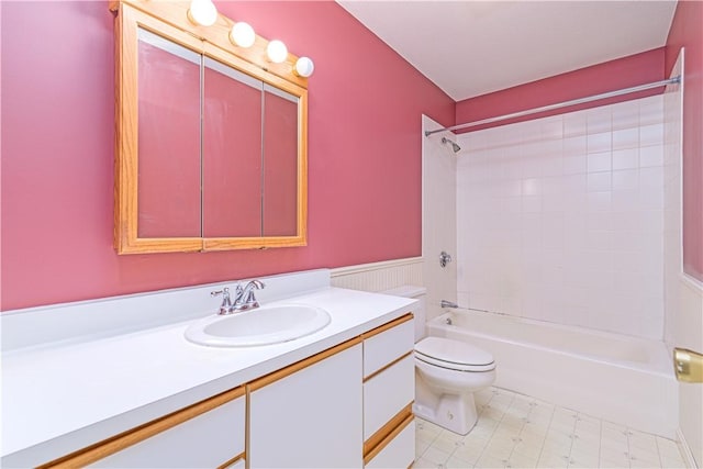 60 Margin St Unit 104, Westerly, RI 02891 - bathroom featuring vanity, bathtub / shower combination, and wainscoting