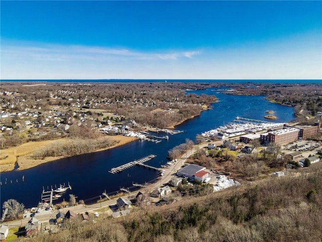 60 Margin St Unit 104, Westerly, RI 02891 - aerial view of a nearby body of water and numerous boat docks