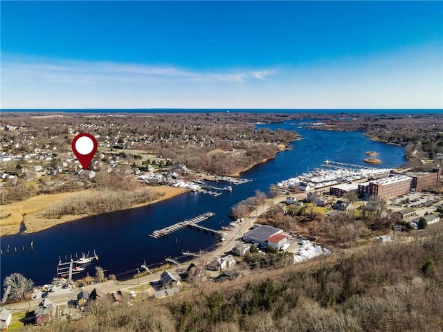60 Margin St Unit 104, Westerly, RI 02891 - drone / aerial view of a large body of water and a marina